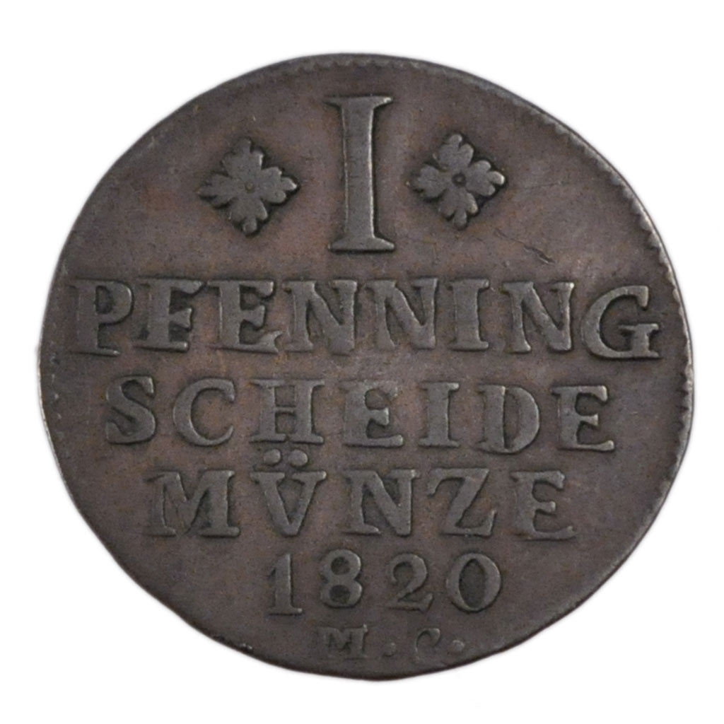 Coin, German States, BRUNSWICK-WOLFENBUTTEL, Karl II, Pfennig, 1820, EF(40-45)