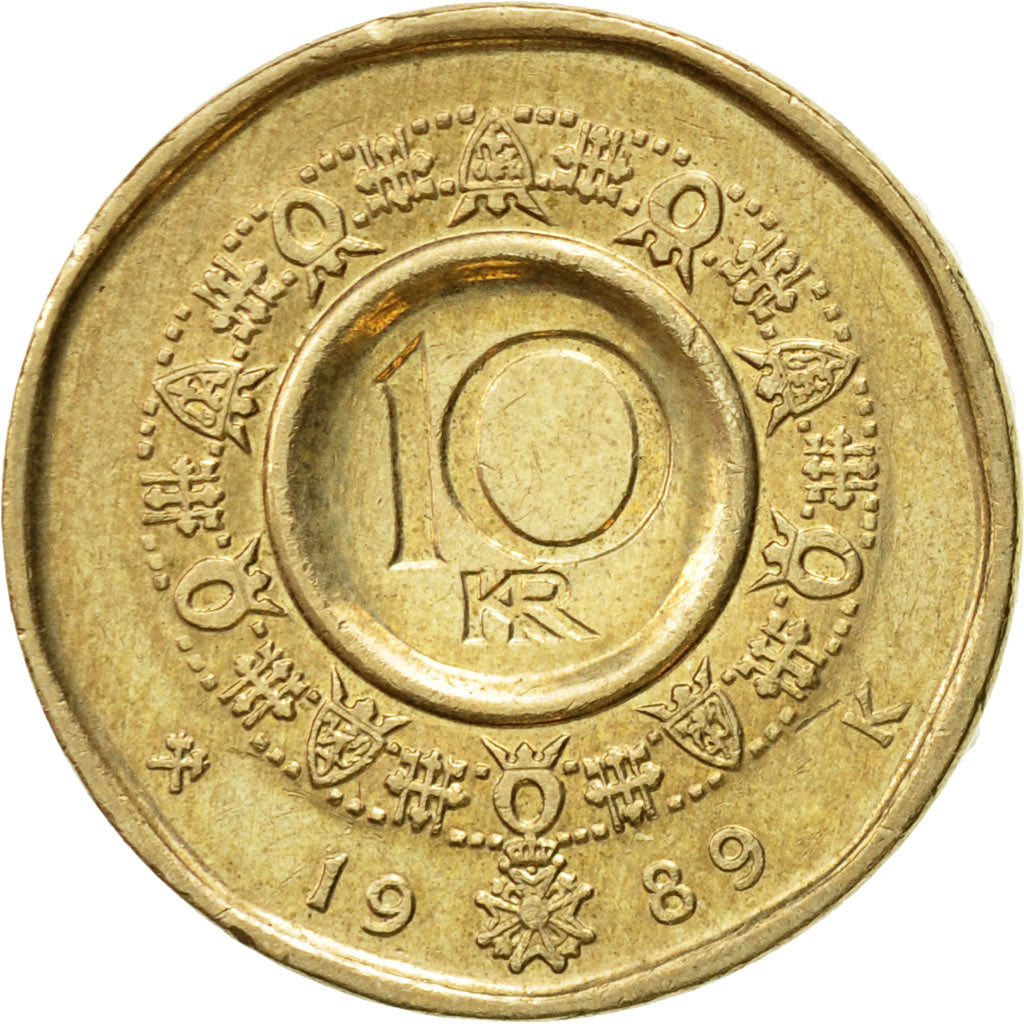 Münze, Norwegen, Olav V, 10 Kroner, 1989, SS, Nickel-brass, KM:427