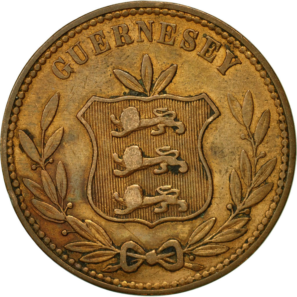 Coin, Guernsey, 8 Doubles, 1868, Heaton, Birmingham, VF(20-25), Bronze, KM:7