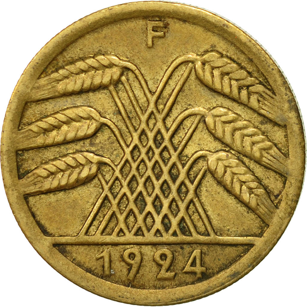 Coin, GERMANY, WEIMAR REPUBLIC, 50 Rentenpfennig, 1924, Stuttgart, EF(40-45)