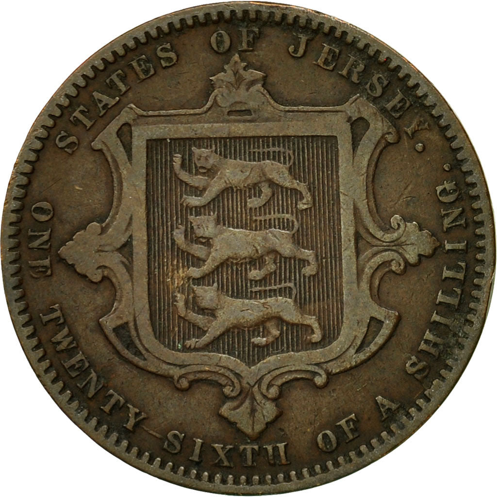 Coin, Jersey, Victoria, 1/26 Shilling, 1866, EF(40-45), Bronze, KM:4