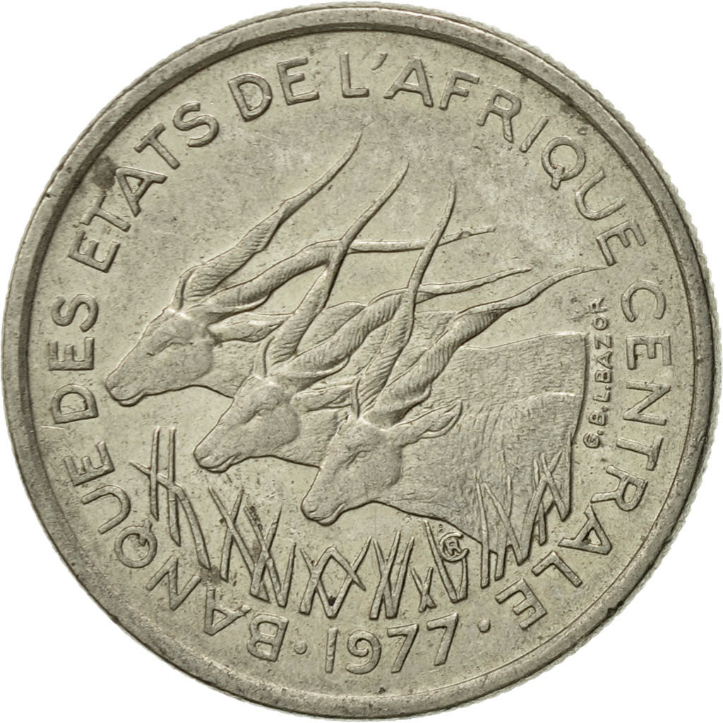 Coin, Central African States, 50 Francs, 1977, Paris, EF(40-45), Nickel, KM:11