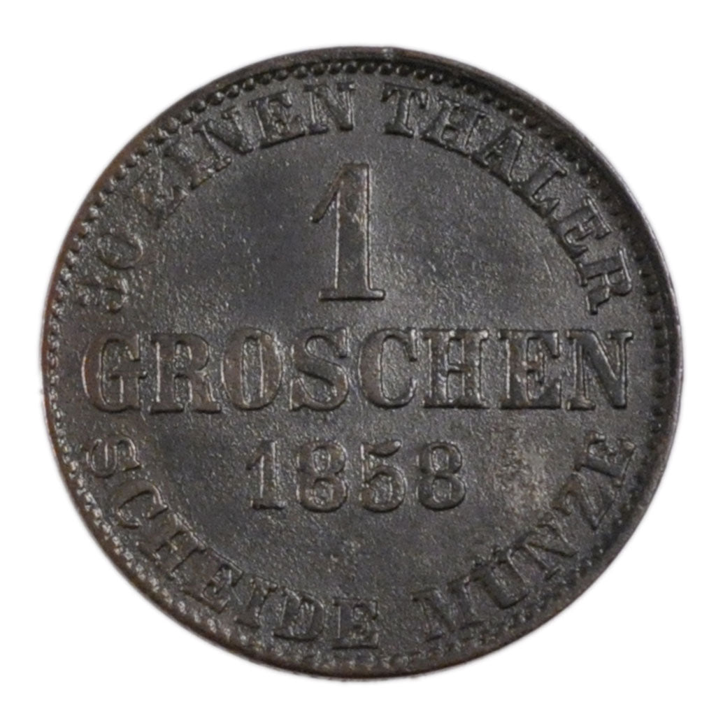 GERMAN STATES, Groschen, 1/30 Thaler, 1858, KM #1150, VF(20-25), Silver, 2.20