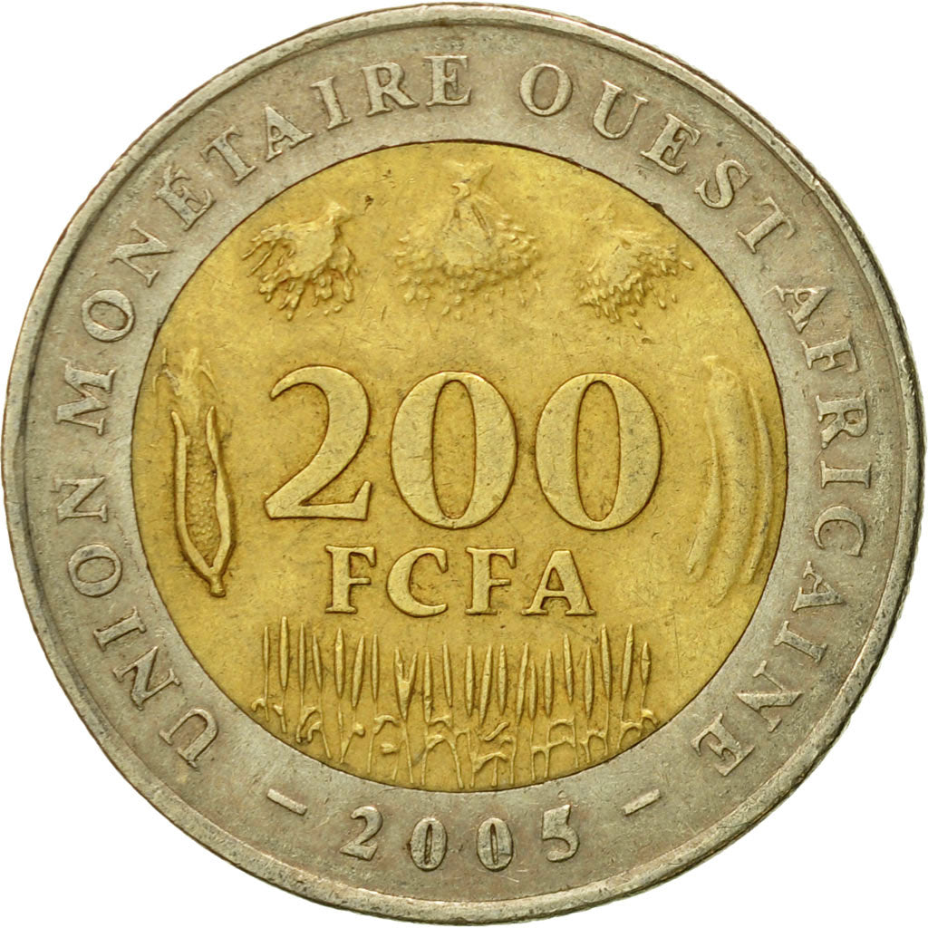 Coin, West African States, 200 Francs, 2005, Paris, EF(40-45), Bi-Metallic