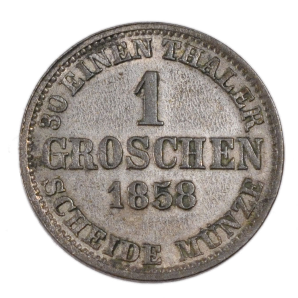 GERMAN STATES, Groschen, 1/30 Thaler, 1858, KM #1150, AU(50-53), Silver, 2.40