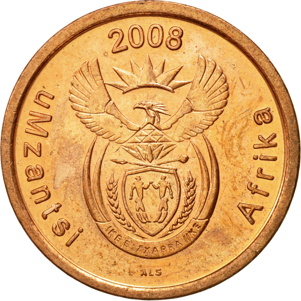 Coin, South Africa, 5 Cents, 2008, Pretoria, AU(55-58), Copper Plated Steel