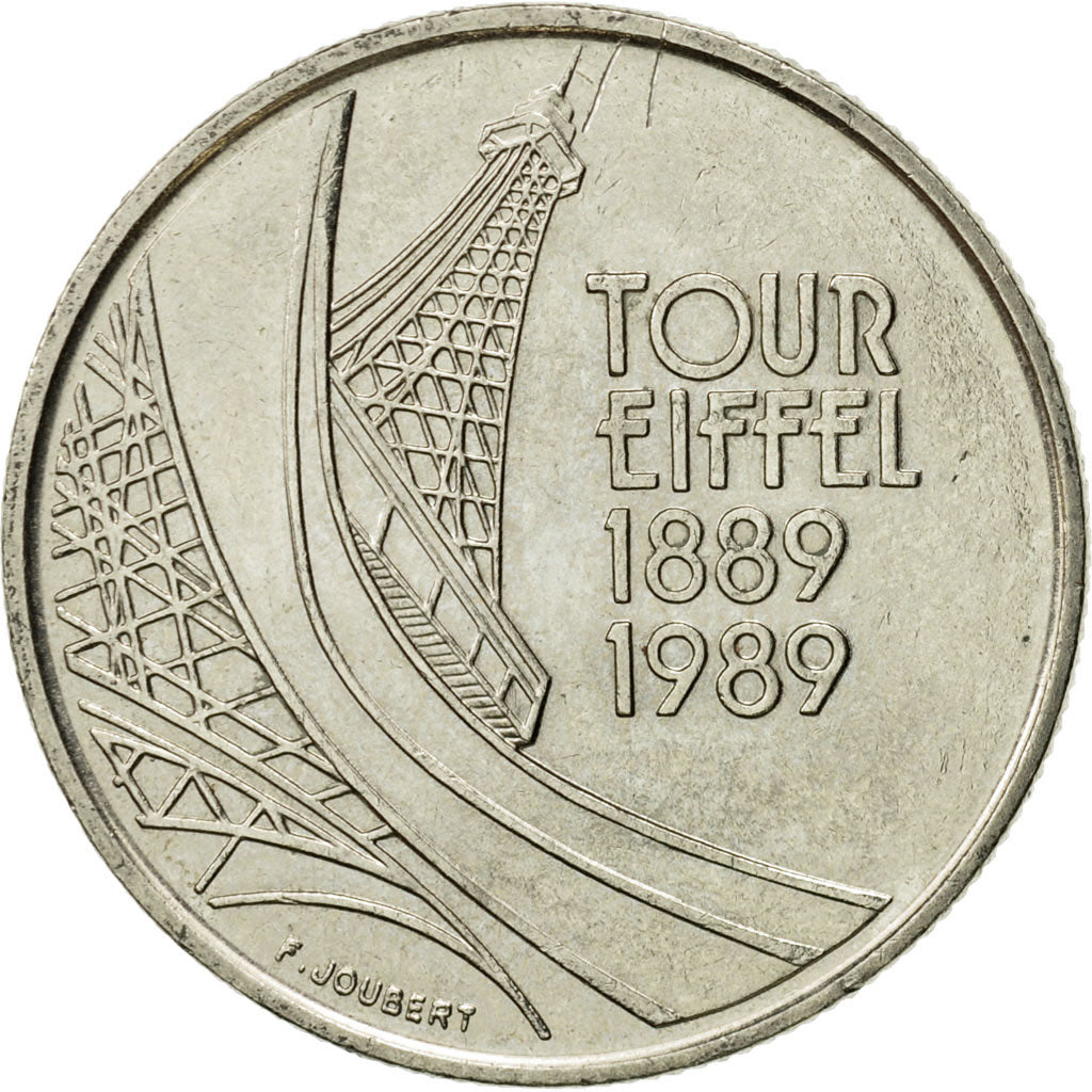 Coin, France, Tour Eiffel, 5 Francs, 1989, Paris, EF(40-45), Nickel, KM:968