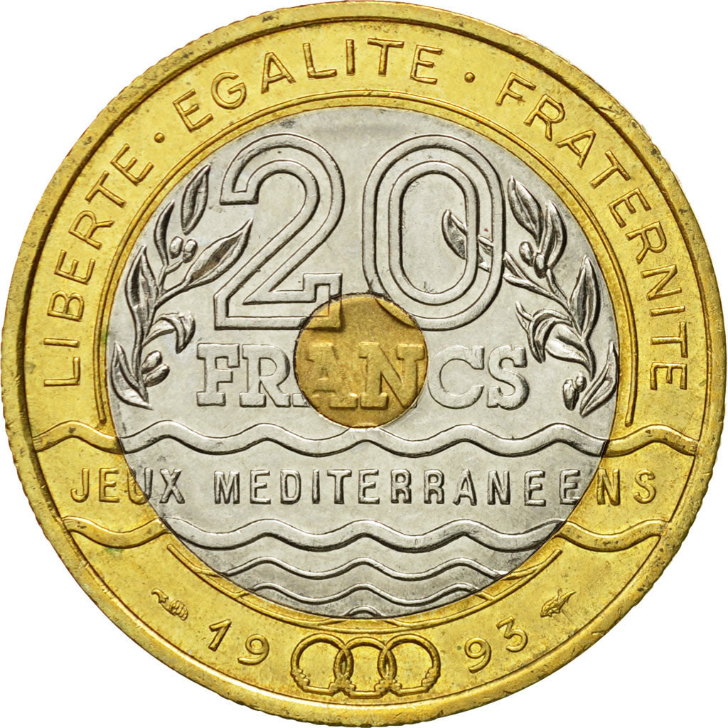 Monnaie, France, Jeux Méditerranéens, 20 Francs, 1993, Paris, TTB+