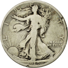 Coin, United States, Walking Liberty Half Dollar, Half Dollar, 1919, U.S. Mint