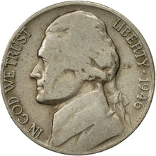 Coin, United States, Jefferson Nickel, 5 Cents, 1946, U.S. Mint, Denver
