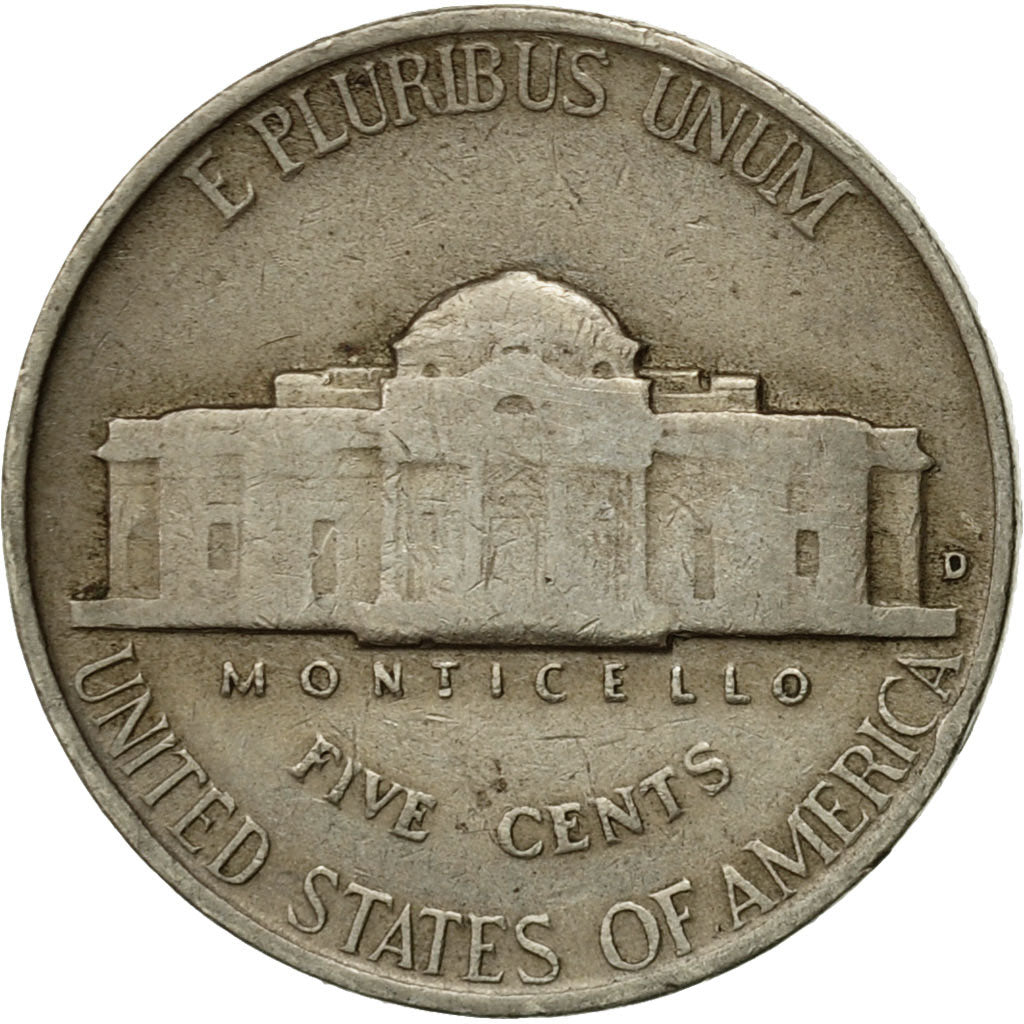 Coin, United States, Jefferson Nickel, 5 Cents, 1946, U.S. Mint, Denver