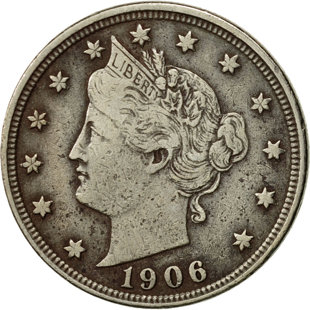 Coin, United States, Liberty Nickel, 5 Cents, 1906, U.S. Mint, Philadelphia