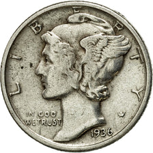 Coin, United States, Mercury Dime, Dime, 1936, U.S. Mint, Philadelphia