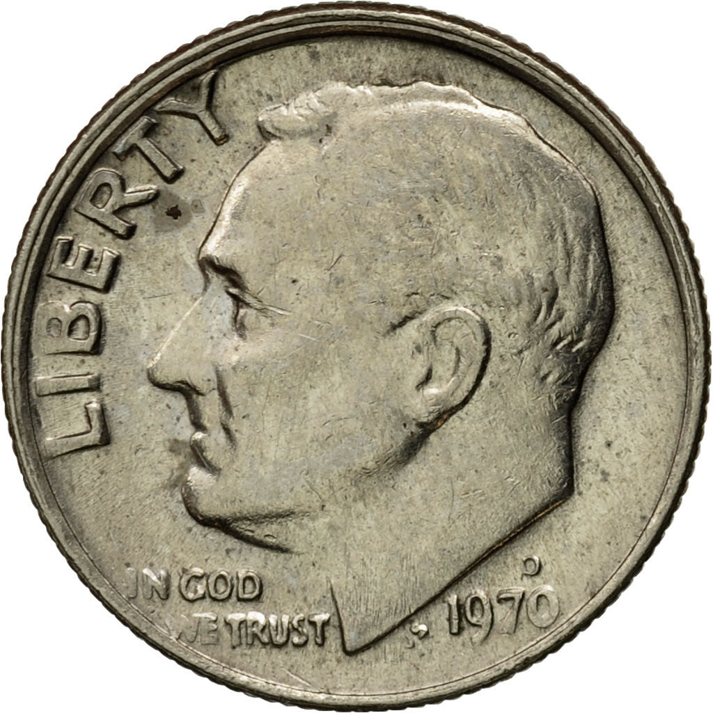 Coin, United States, Roosevelt Dime, Dime, 1970, U.S. Mint, Denver, AU(55-58)
