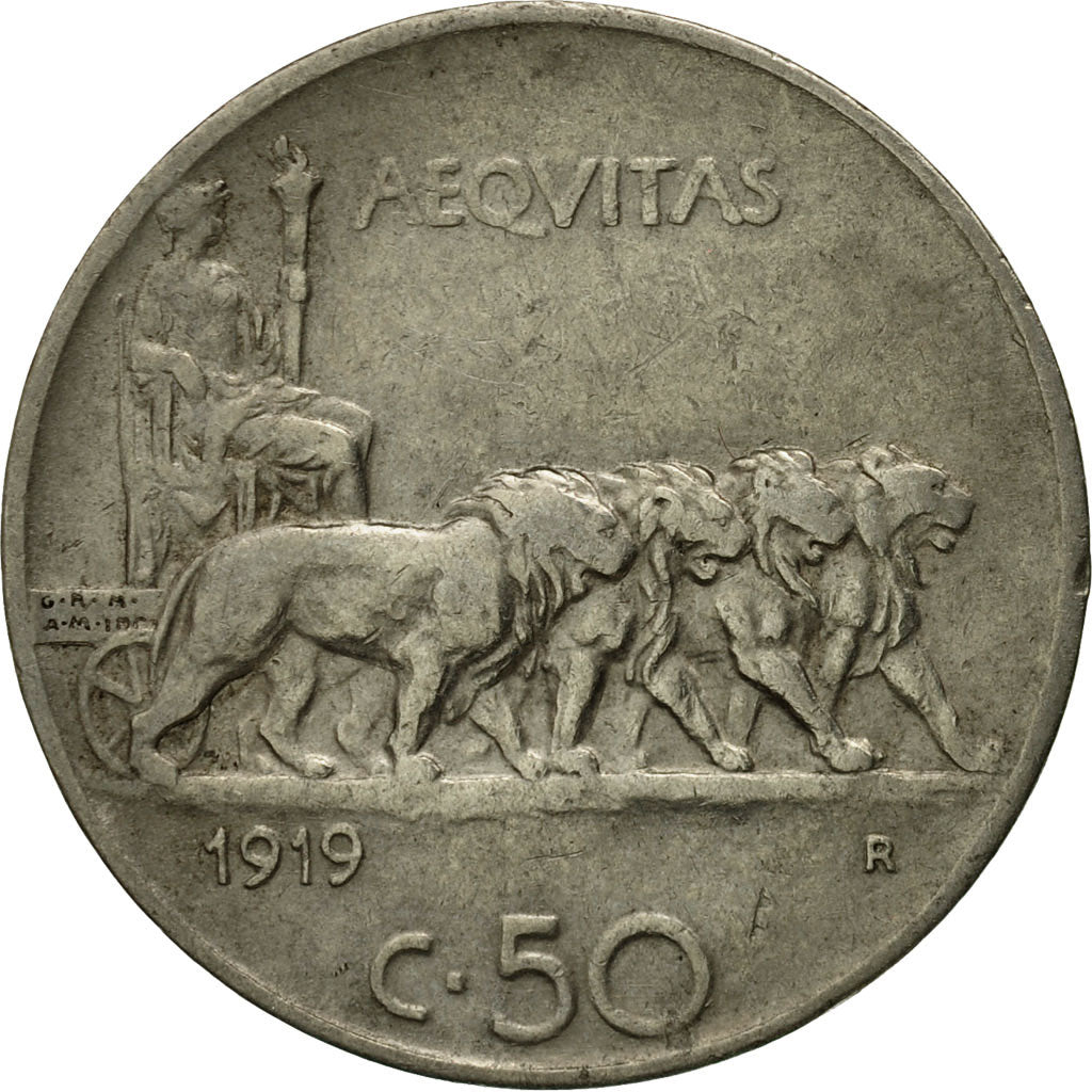 Coin, Italy, Vittorio Emanuele III, 50 Centesimi, 1919, Rome, EF(40-45), Nickel
