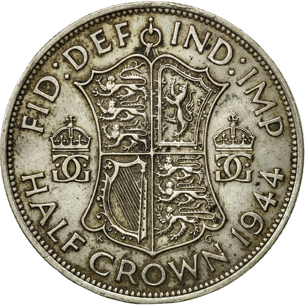 Coin, Great Britain, George VI, 1/2 Crown, 1944, EF(40-45), Silver, KM:856