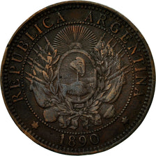 Moneda, Argentina, 2 Centavos, 1890, MBC, Bronce, KM:33