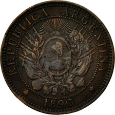Coin, Argentina, 2 Centavos, 1890, EF(40-45), Bronze, KM:33