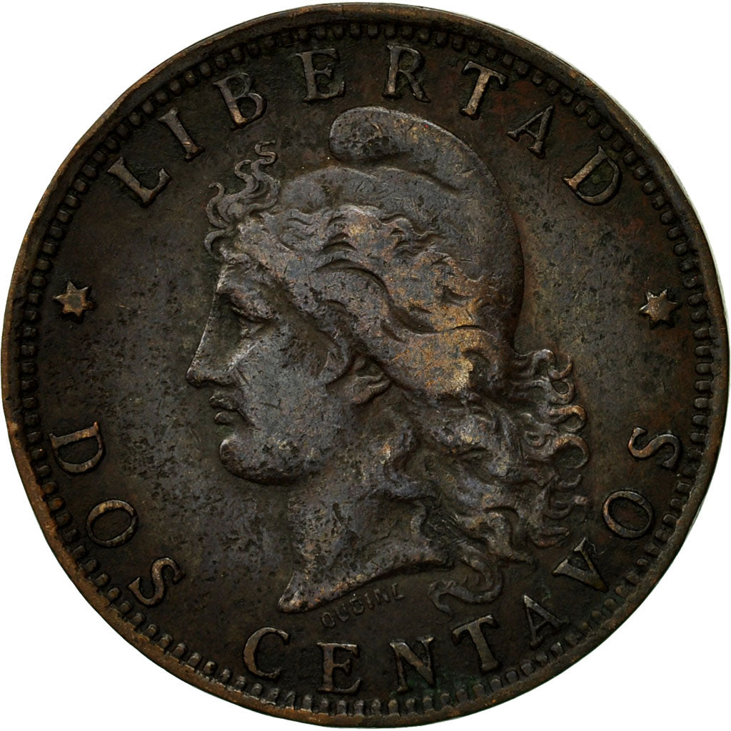 Coin, Argentina, 2 Centavos, 1890, EF(40-45), Bronze, KM:33