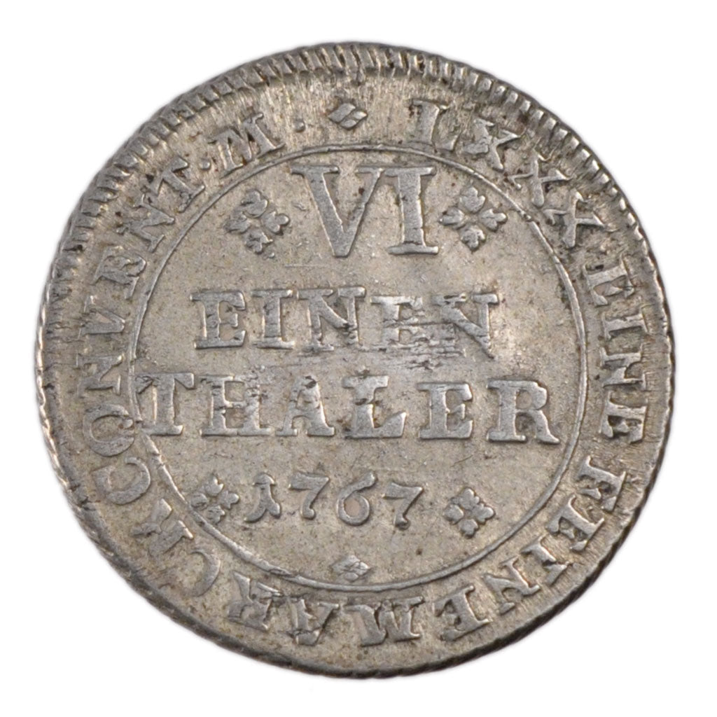 GERMAN STATES, 1/3 Thaler, 1/2 Gulden, 1767, KM #971, VF(30-35), Silver, 5.20