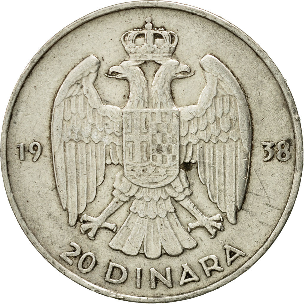 Coin, Yugoslavia, Petar II, 20 Dinara, 1938, EF(40-45), Silver, KM:23