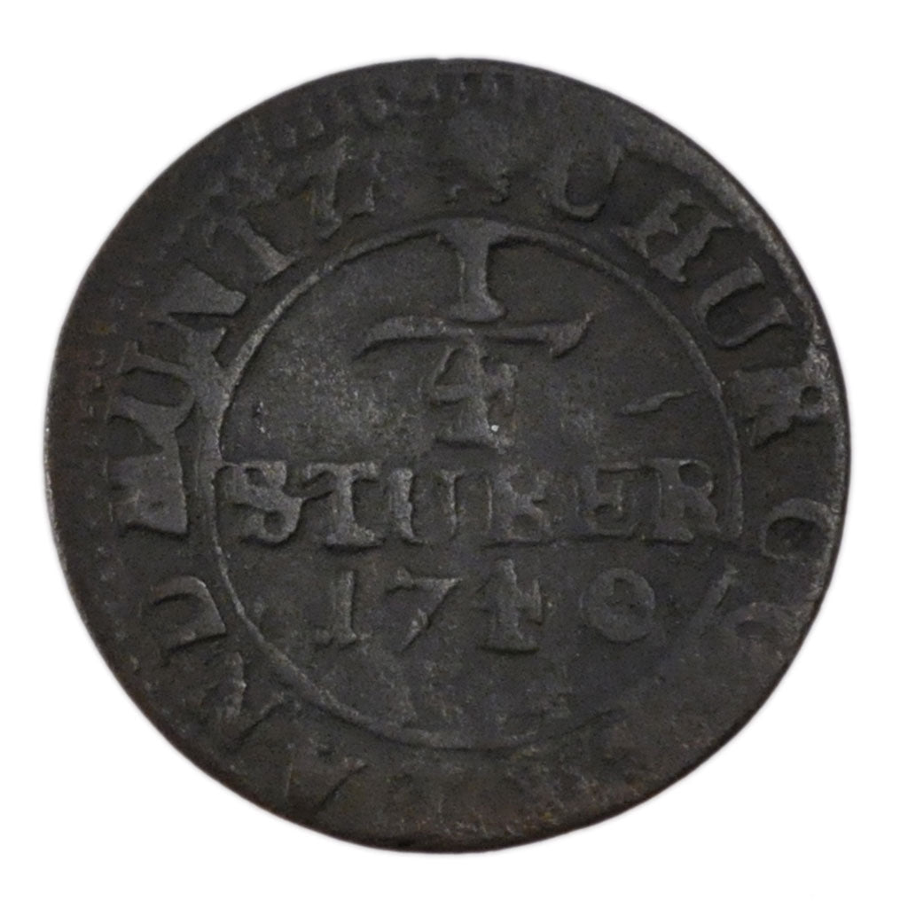 Coin, German States, COLOGNE, Clemens August, 1/4 St, 1740, VF(20-25), Copper
