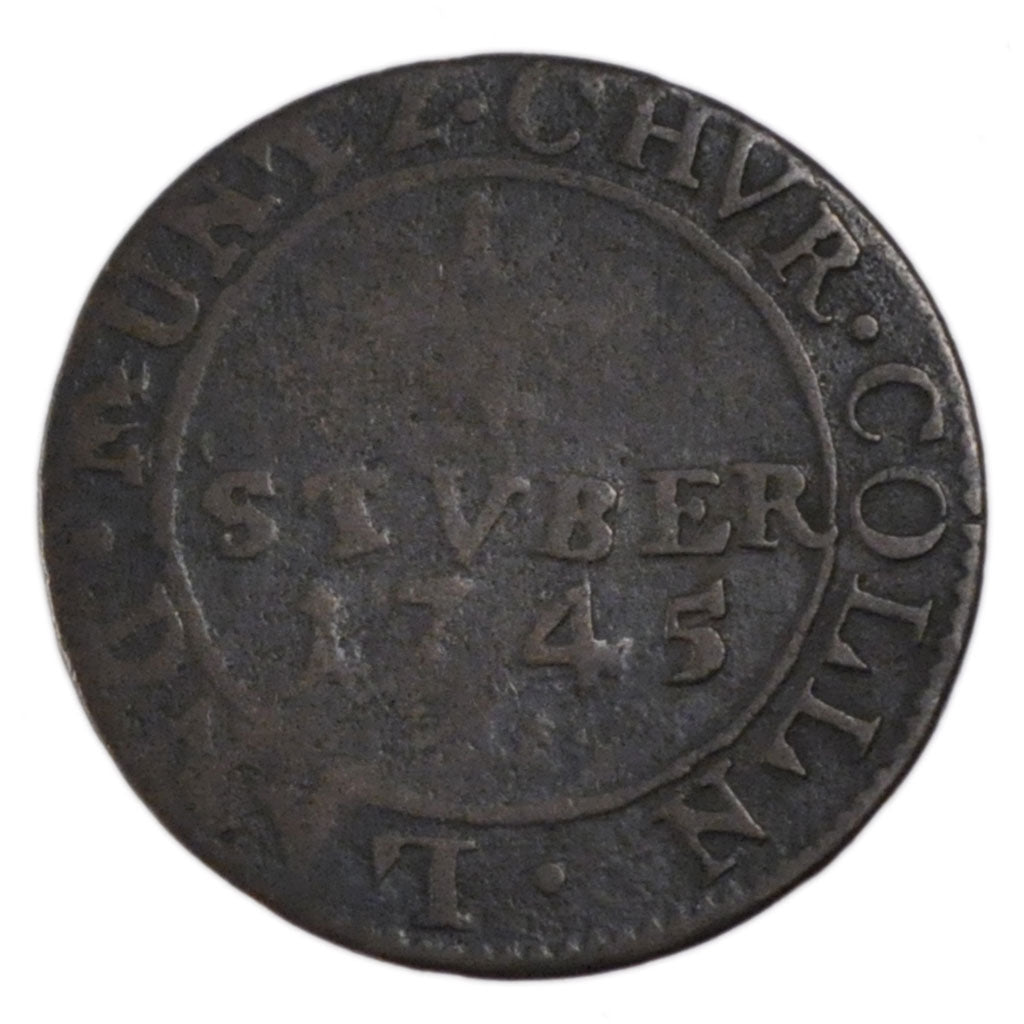 GERMAN STATES, 1/4 St, 1745, KM #135.1, VF(20-25), Copper, 1.90