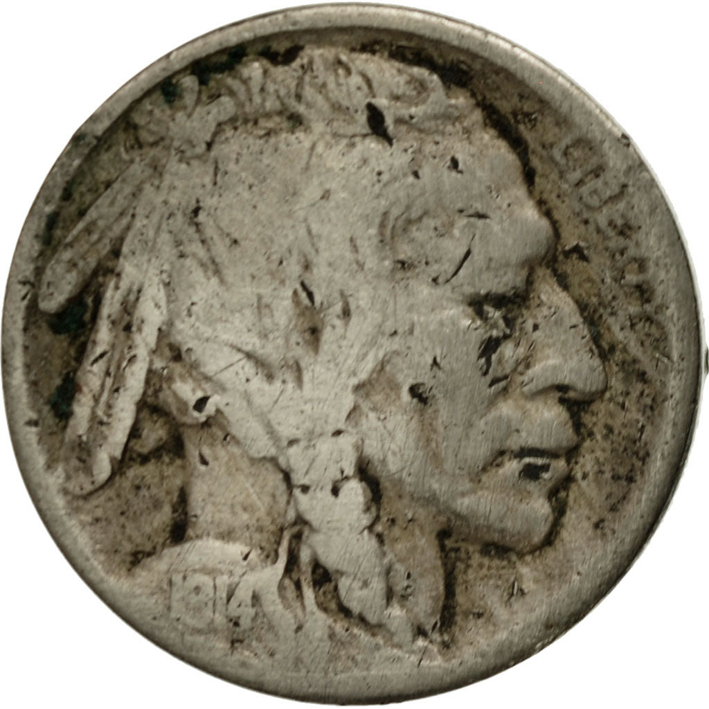 Moneta, Stati Uniti, Buffalo Nickel, 5 Cents, 1914, U.S. Mint, Philadelphia, B+