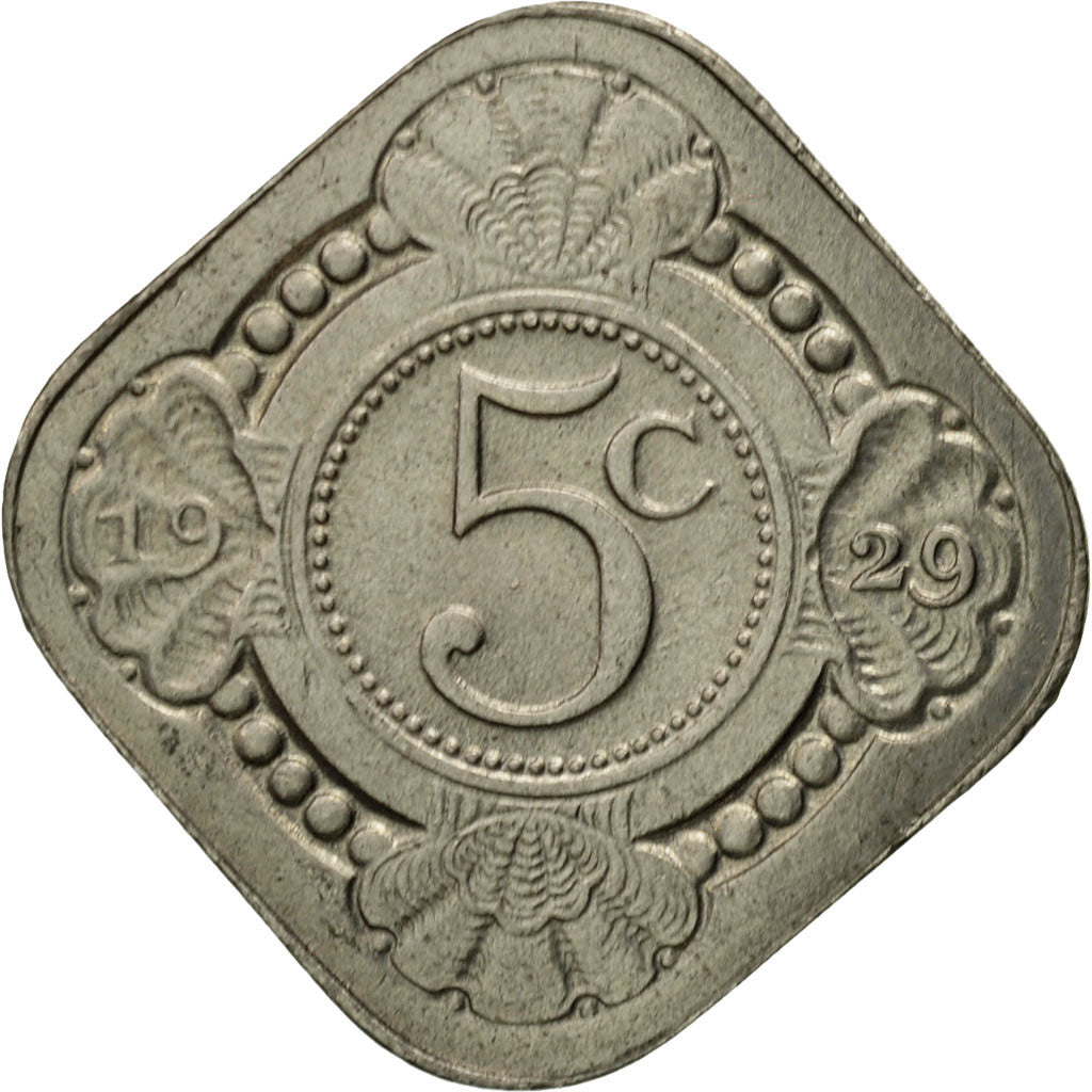 Coin, Netherlands, Wilhelmina I, 5 Cents, 1929, EF(40-45), Copper-nickel, KM:153