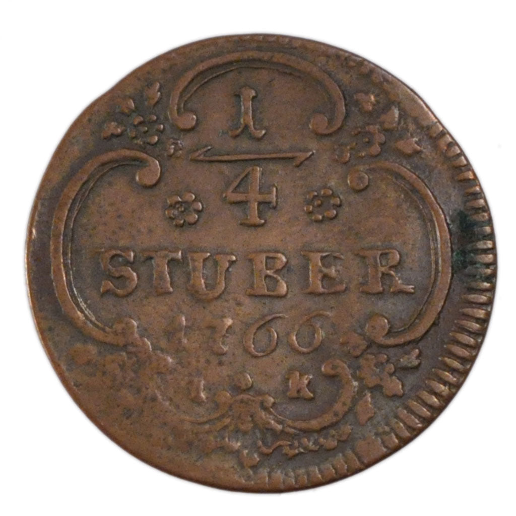 Stati tedeschi, COLOGNE, Maximilian Friedrich, 1/4 St, 1766, BB, Rame, KM:161