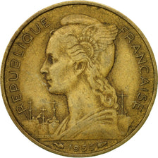 Coin, Réunion, 20 Francs, 1955, EF(40-45), Aluminum-Bronze, KM:11