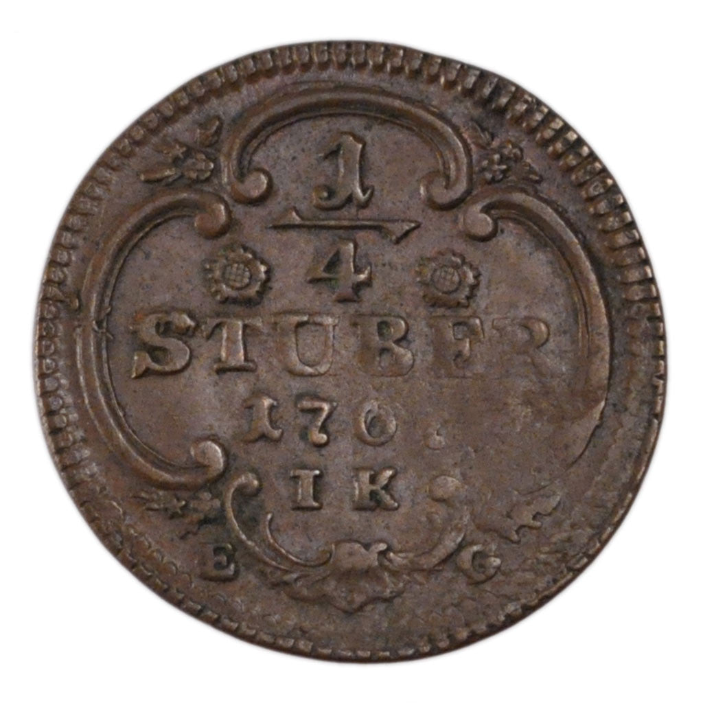 Coin, German States, COLOGNE, Maximilian Friedrich, 1/4 St, 1767, EF(40-45)