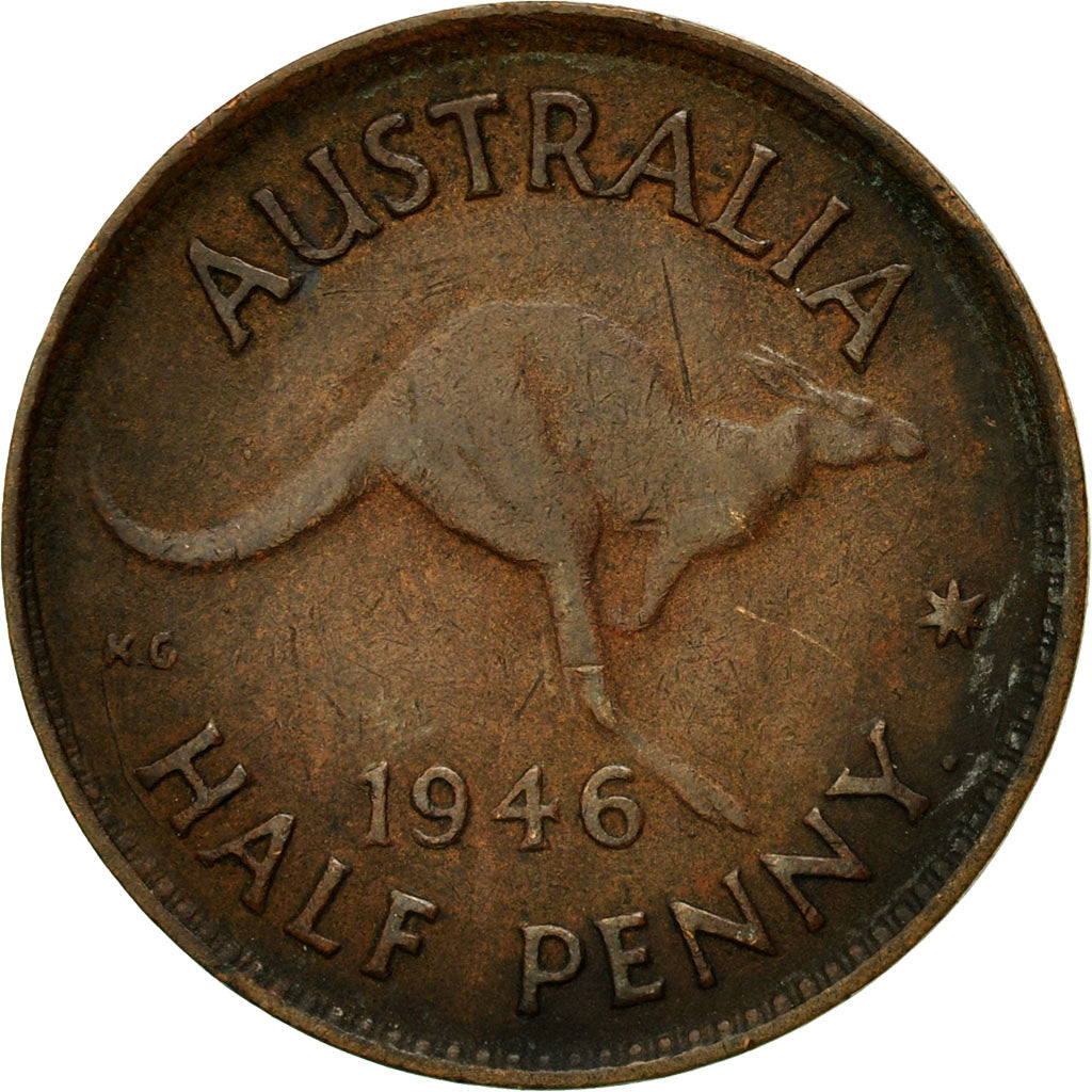 Coin, Australia, George VI, 1/2 Penny, 1946, EF(40-45), Bronze, KM:41