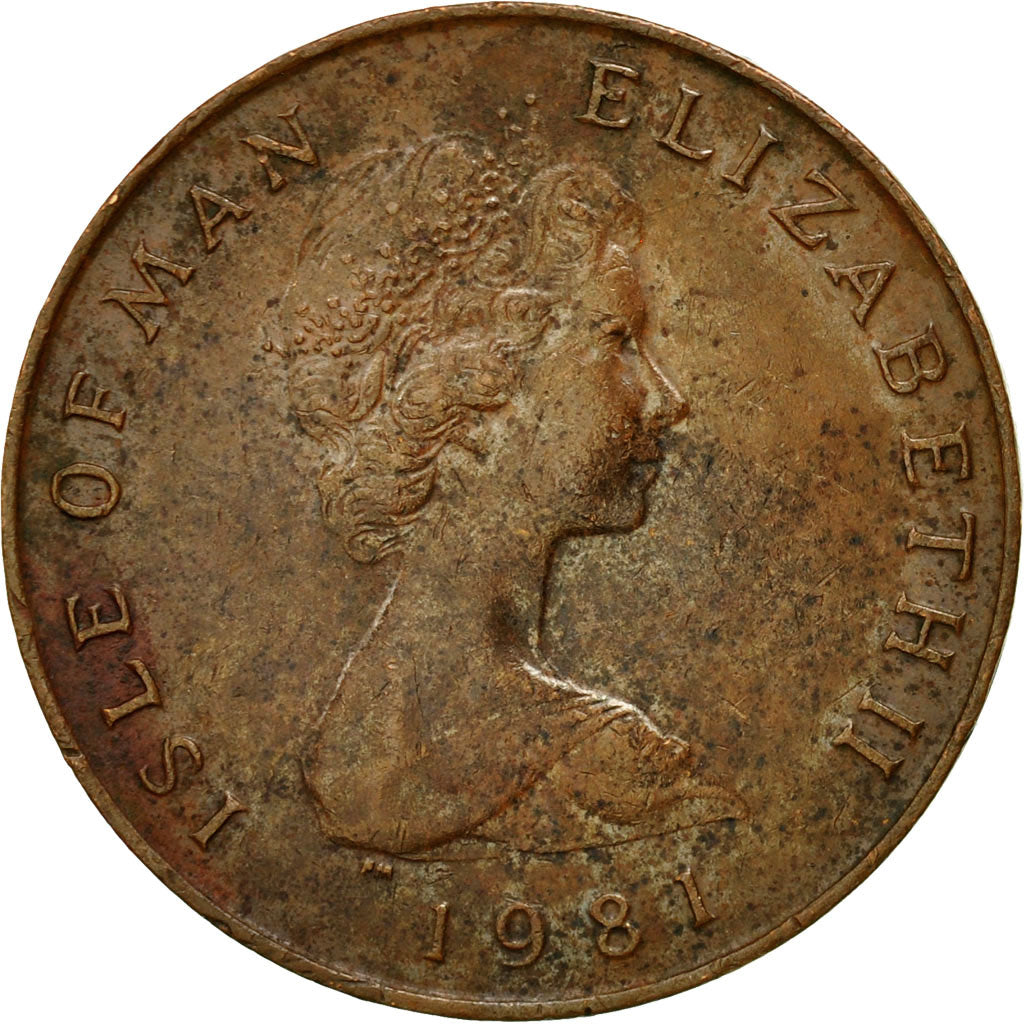 Coin, Isle of Man, Elizabeth II, 2 Pence, 1981, EF(40-45), Bronze, KM:60