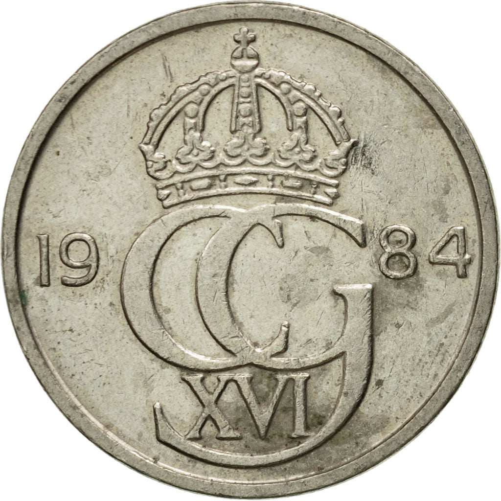 Coin, Sweden, Carl XVI Gustaf, 50 Öre, 1984, EF(40-45), Copper-nickel, KM:855