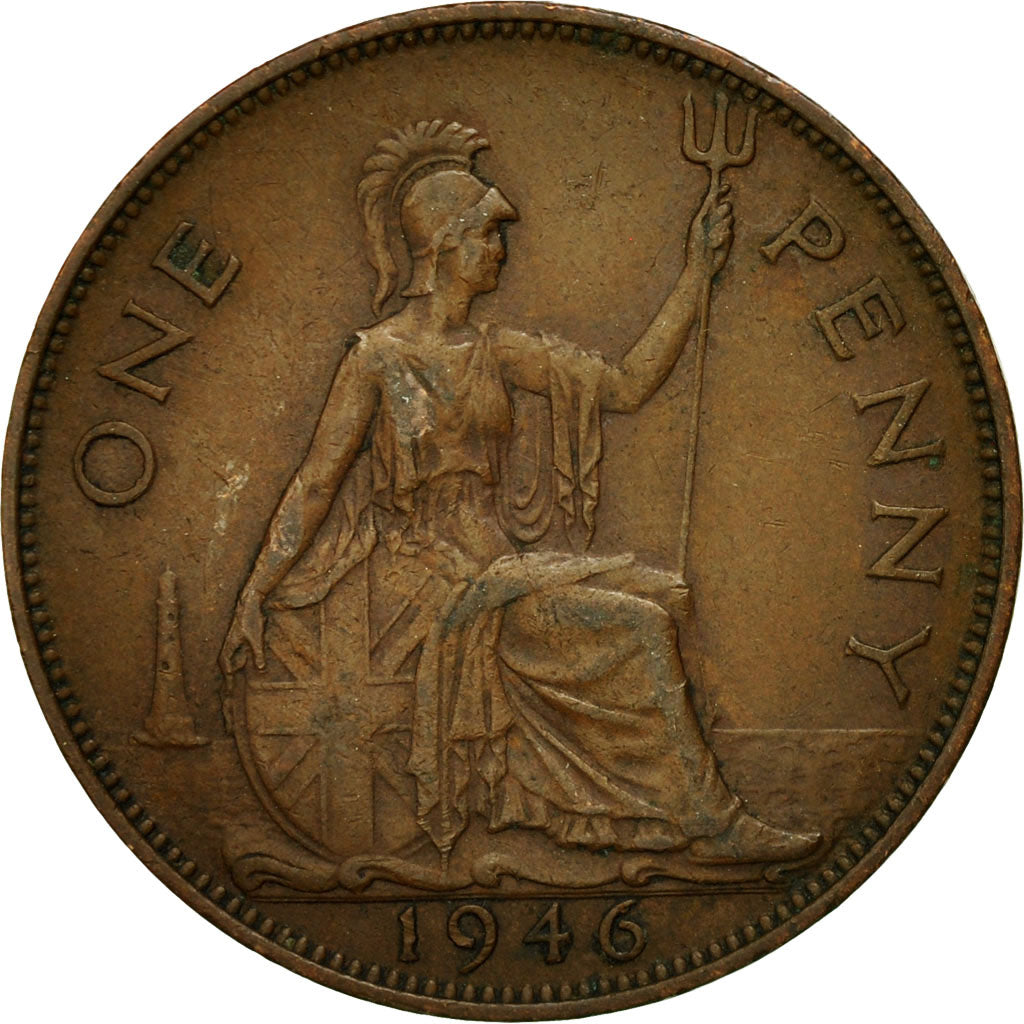 Moneta, Wielka Brytania, George VI, Penny, 1946, EF(40-45), Bronze, KM:845