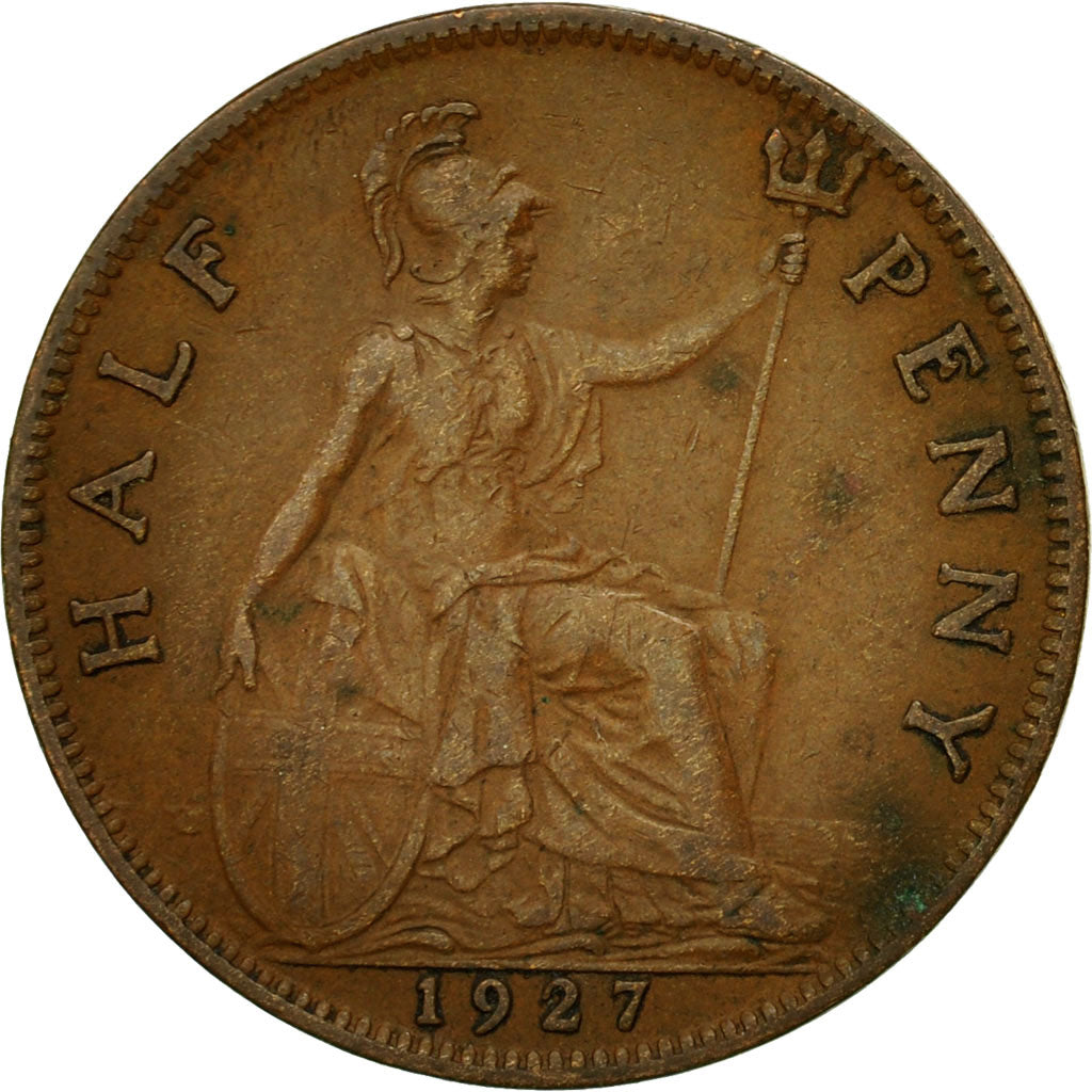 Coin, Great Britain, George V, 1/2 Penny, 1927, EF(40-45), Bronze, KM:824