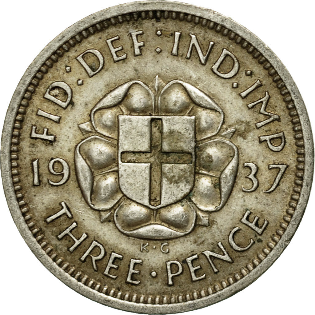 Coin, Great Britain, George VI, 3 Pence, 1937, EF(40-45), Silver, KM:848