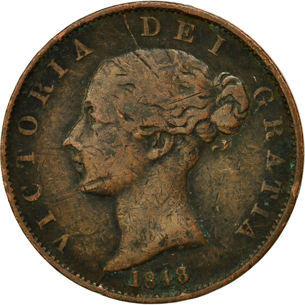 Coin, Great Britain, Victoria, 1/2 Penny, 1848, VF(30-35), Copper, KM:726