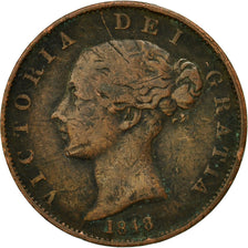 Coin, Great Britain, Victoria, 1/2 Penny, 1848, VF(30-35), Copper, KM:726