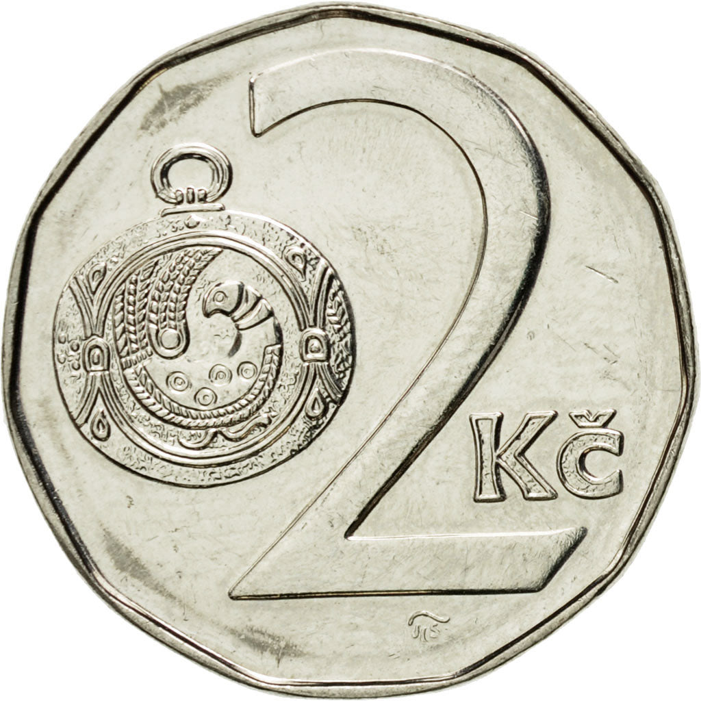 Coin, Czech Republic, 2 Koruny, 1994, AU(50-53), Nickel plated steel, KM:9
