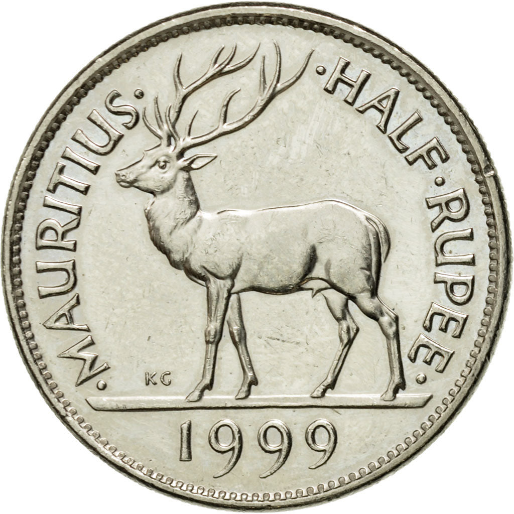Coin, Mauritius, 1/2 Rupee, 1999, EF(40-45), Nickel plated steel, KM:54