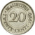 Moneta, Mauritius, 20 Cents, 1990, EF(40-45), Nickel platerowany stalą, KM:53
