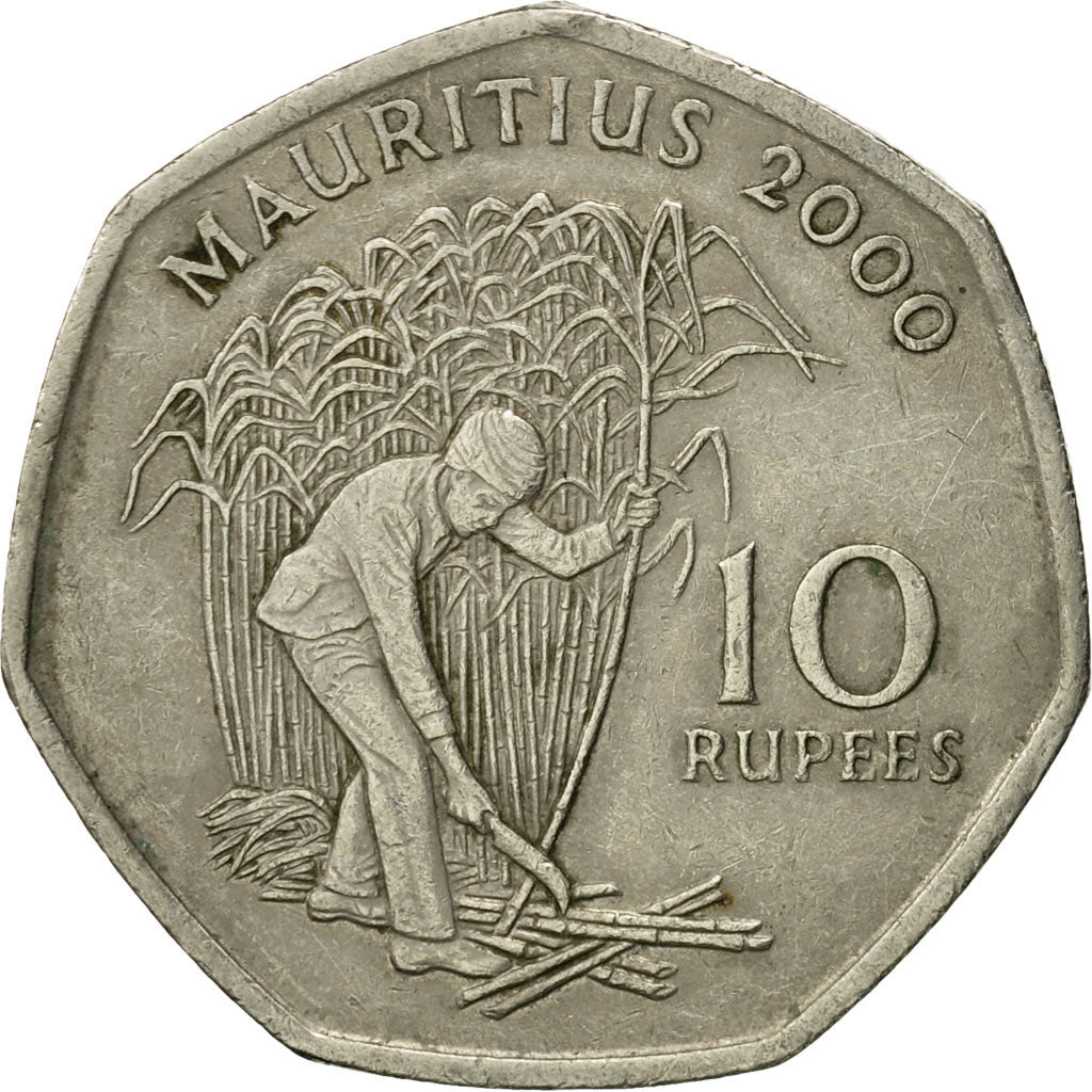 Coin, Mauritius, 10 Rupees, 2000, VF(30-35), Copper-nickel, KM:61