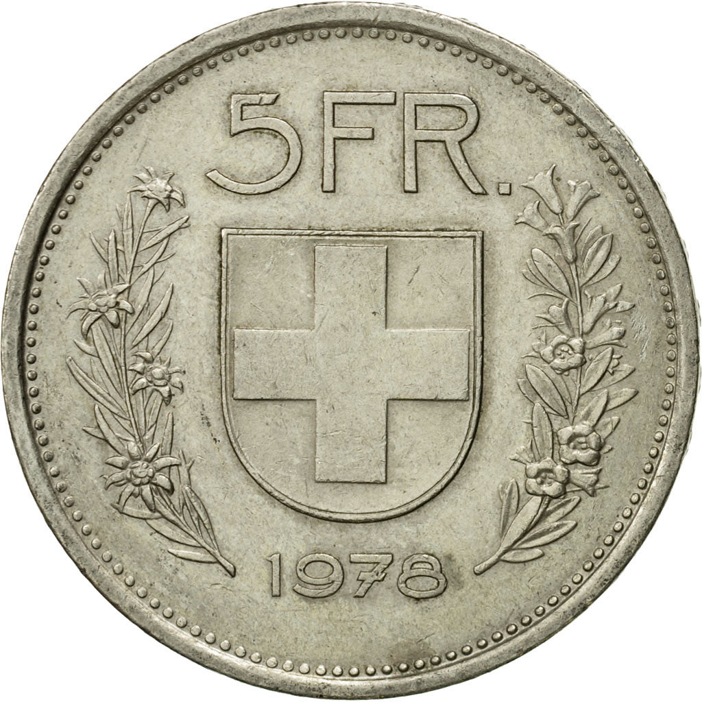 Coin, Switzerland, 5 Francs, 1978, Bern, EF(40-45), Copper-nickel, KM:40a.1