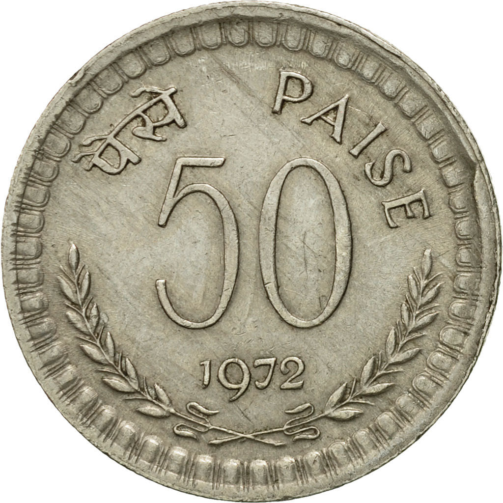 Coin, INDIA-REPUBLIC, 50 Paise, 1972, EF(40-45), Copper-nickel, KM:61