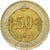 Moneta, Turcja, 50 Kurus, 2009, EF(40-45), Bimetaliczny, KM:1243