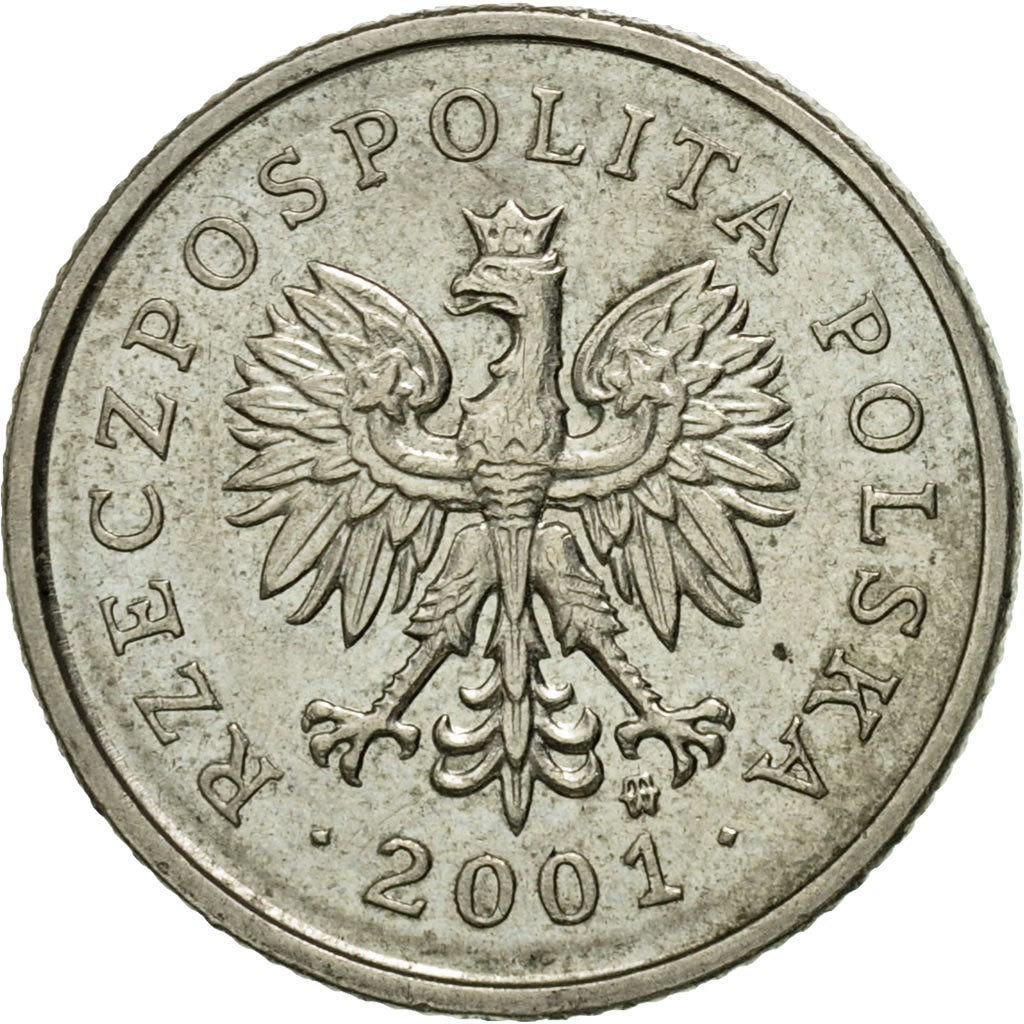 Coin, Poland, 20 Groszy, 2001, Warsaw, EF(40-45), Copper-nickel, KM:280