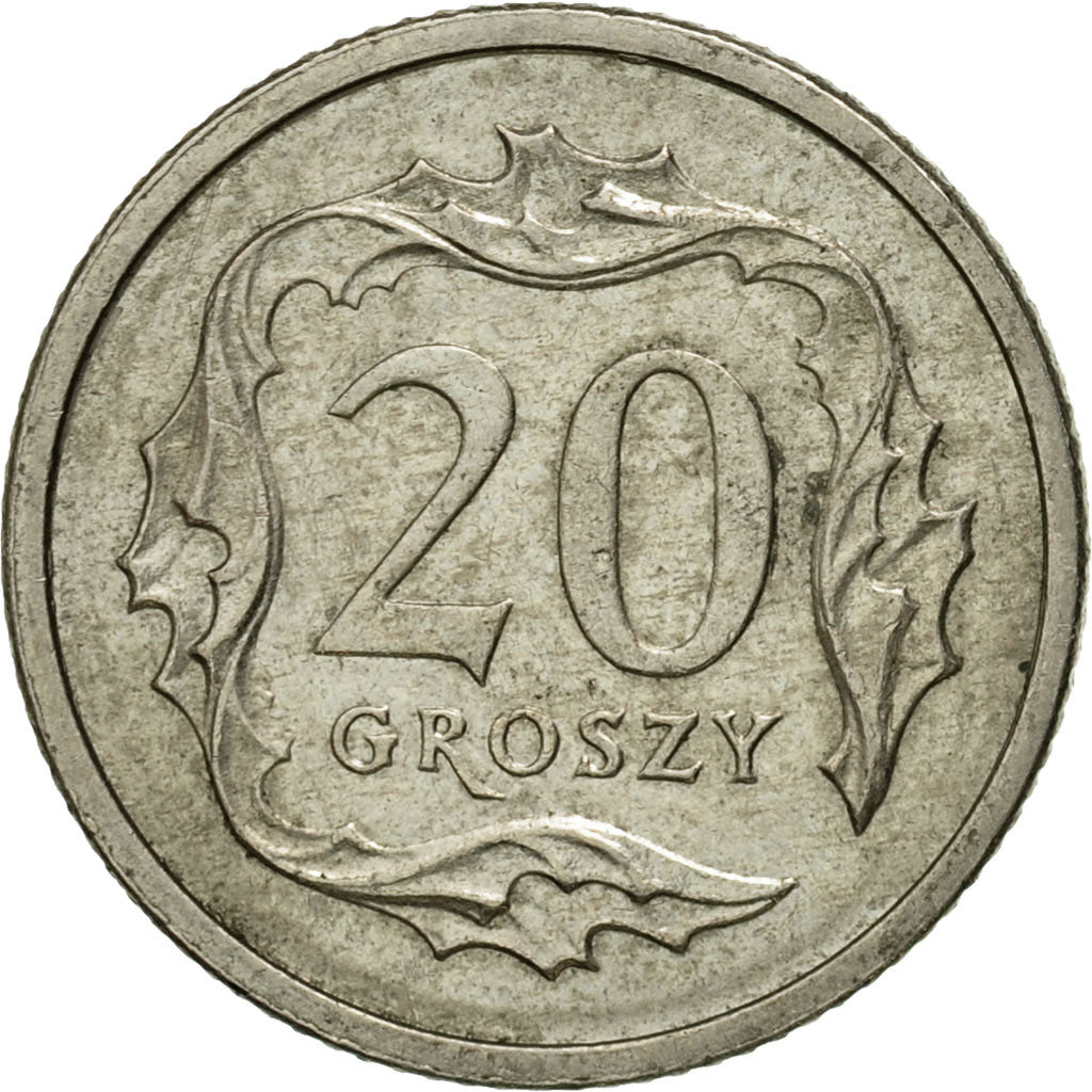 Coin, Poland, 20 Groszy, 2001, Warsaw, EF(40-45), Copper-nickel, KM:280