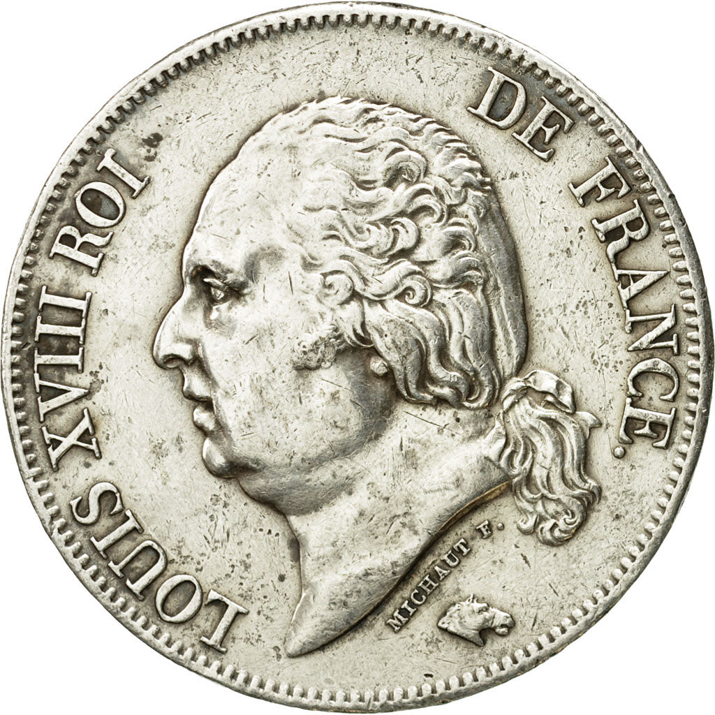 Coin, France, Louis XVIII, Louis XVIII, 5 Francs, 1824, Paris, VF(30-35)